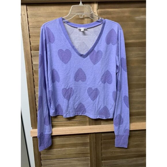 Colsie Sweaters - NWOT Colsie Lightweight Purple Hearts Sweater Juniors Size XL